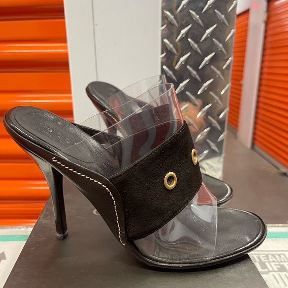 Brown suede, Gucci mules with plastic top - Picture 1 of 6